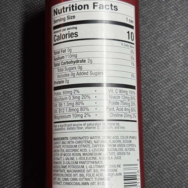 Nutrition label